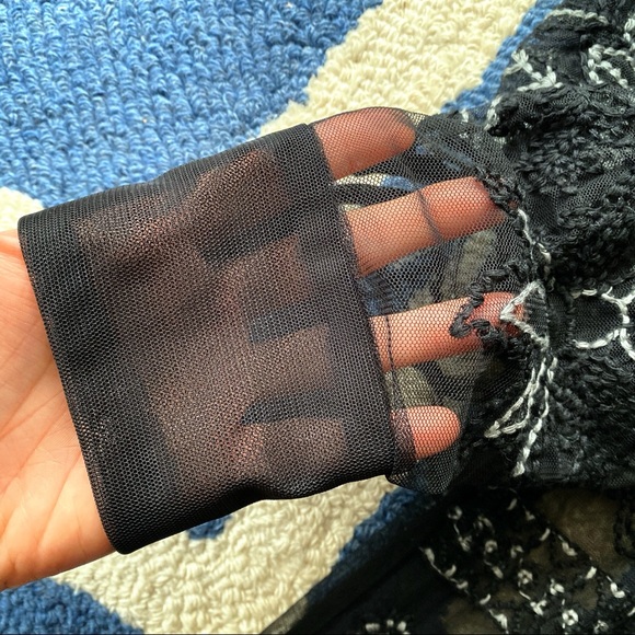 🖤 ZARA BOHO MESH EMBROIDERED CROCHET COLLARED SHEER MAXI DRESS/COVERUP! - Picture 9 of 16